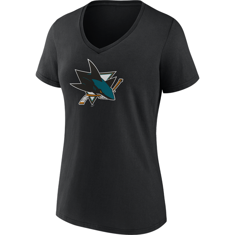 Women's Sharks Team Logo Short Sleeve V-Neck, Featured Image
