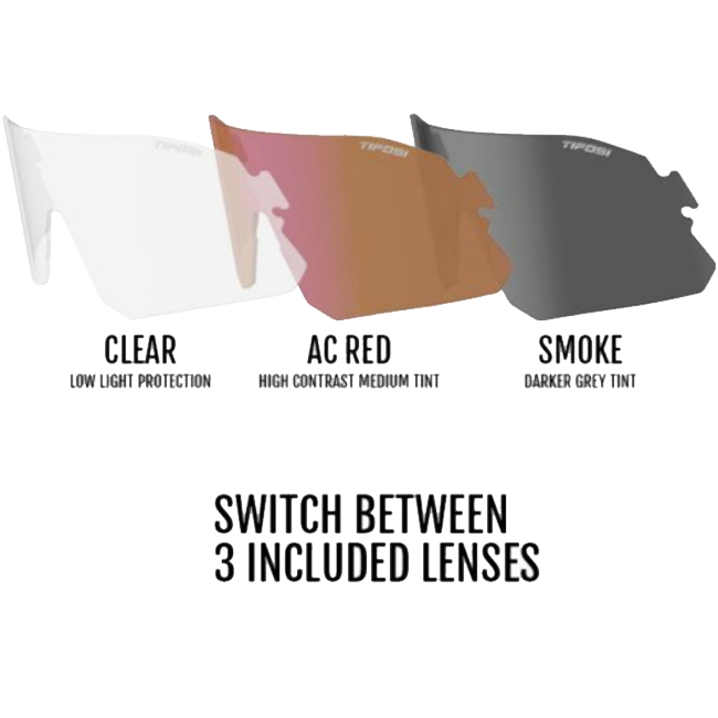 Rail Blackout Interchange Smoke/AC/Clear, Tifosi Optics Rail - Blackout Interchange Smoke/AC/Clear lenses