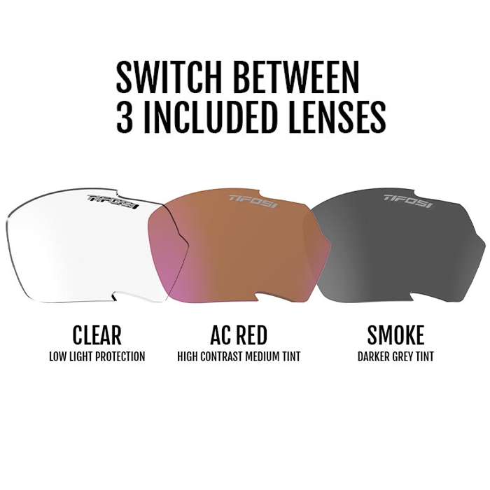 Kilo Blackout Interchange Smoke/AC/Clear, Tifosi Optics Kilo Blackout Interchange Smoke/AC/Clear lenses