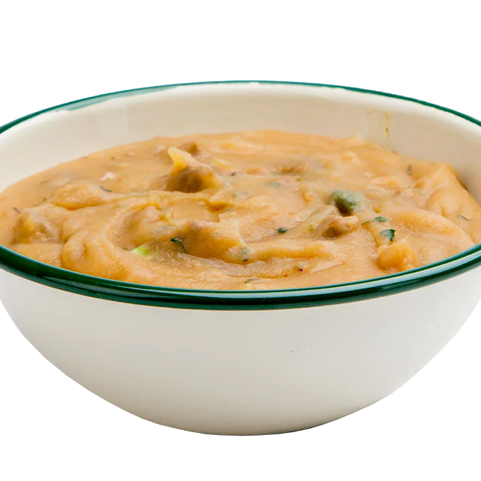Mashed Potatoes and Gravy with Beef, Backpacker's Pantry Mashed Potatoes and Gravy with Beef in bowl