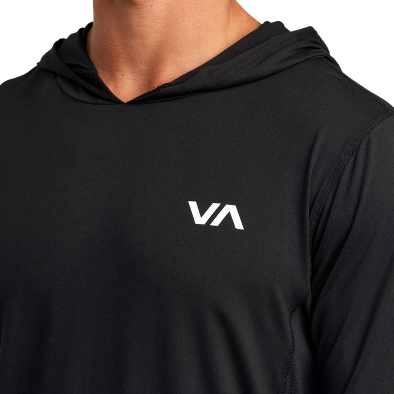 Sport Vent Long Sleeve Hooded Top, RVCA Sport Vent Long Sleeve Hooded Top logo detail