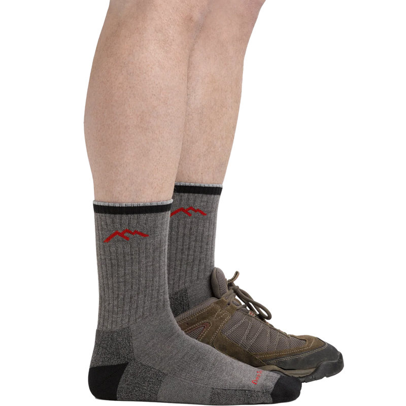 Men's Coolmax Hiker Midweight Crew, Darn Tough Men's Coolmax Hiker Midweight Crew one foot with shoe, one without