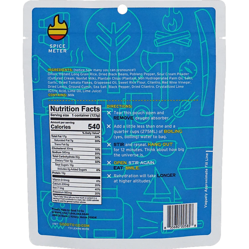 Cuban Rice Bowl (1 Serving), Good To-Go Cuban Rice Bowl (1 Serving) back of package
