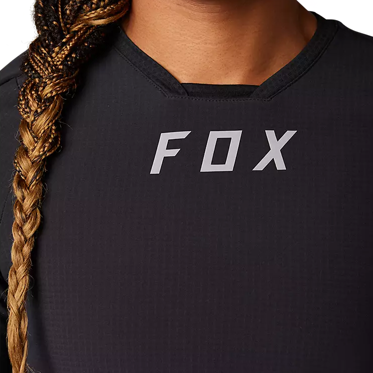Women's Defend Thermal Jersey, Fox head Women's Defend Thermal Jersey black front logo