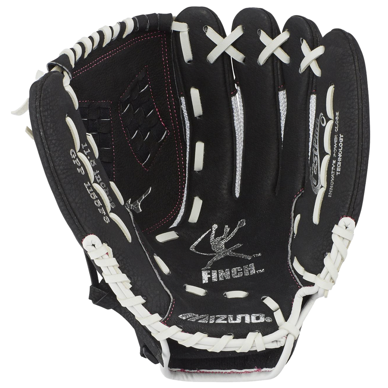 Youth Prospect Finch Fastpitch 11.5" - Right Hand Throw, Mizuno Youth Prospect Finch Fastpitch 11.5" - Right Hand Throw white/black palm