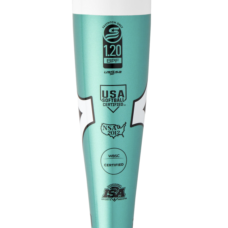 Finch -13 Fastpitch, Mizuno Finch -13 Fastpitch Softball Bat 004D-White/Mint logo