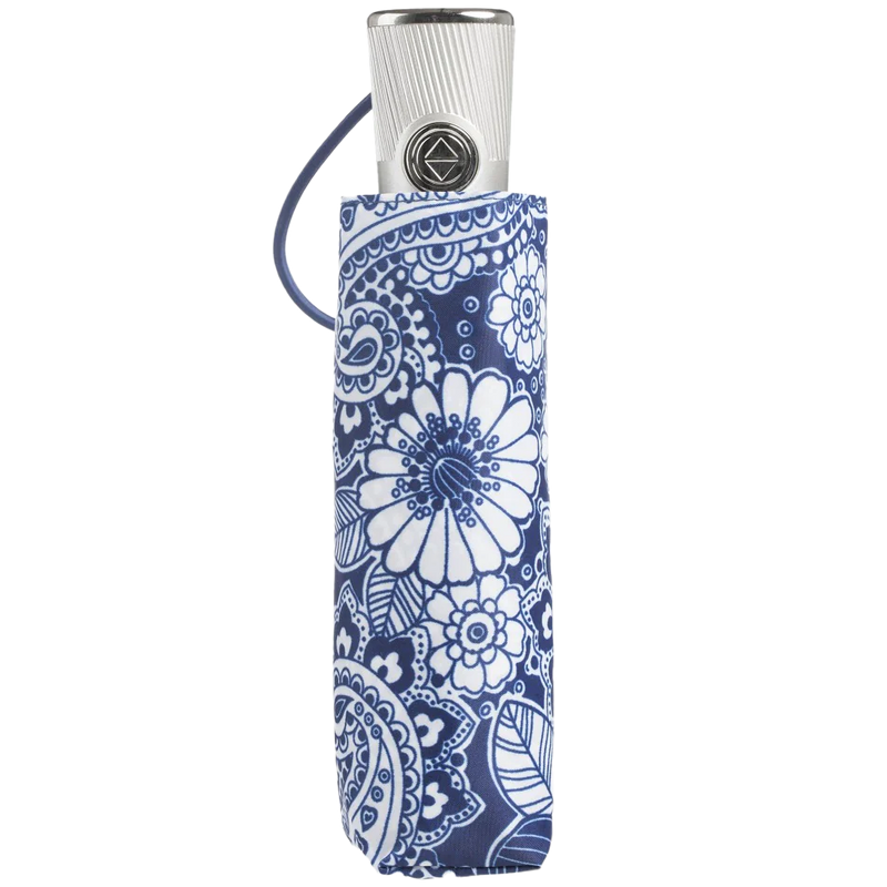 Micro Auto Open/Close, Totes Micro Auto Open/Close A49-Nautical Paisley folded