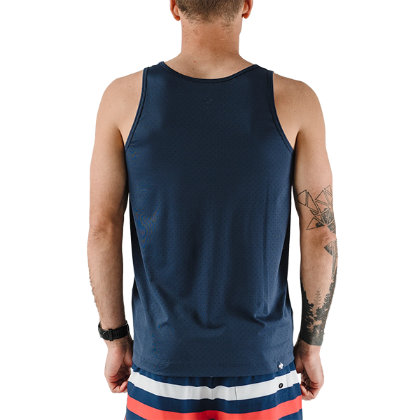 Men's Ice Perf Tank, Rabbit Men's Welcome to the Gun Show Tank 400-Dress Blue Alt View Rear
