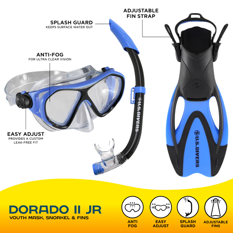 Dorado JR Set, US Divers Dorado JR Set Blue/Bright Green diagram