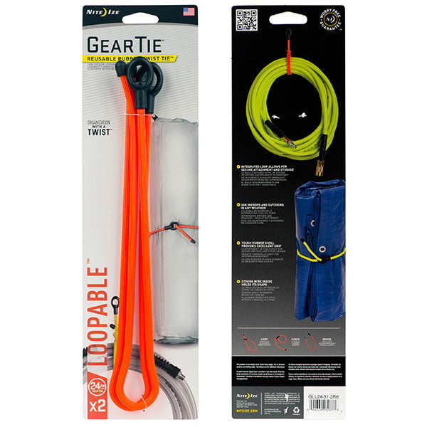 Gear Tie Loop, Orange - 24" (2 Pack), Nite Ize Gear Tie Loop, Orange - 24" (2 Pack)