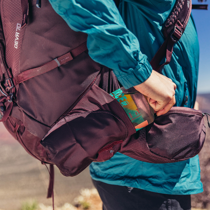 Women's Deva 60, Gregory women's Deva 60 backpack side pocket.
