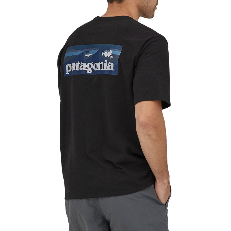 Men's Boardshort Logo Responsibili-Tee, Patagonia Men's Boardshort Logo Responsibili-Tee INBK-Ink Black Alt View Model Rear