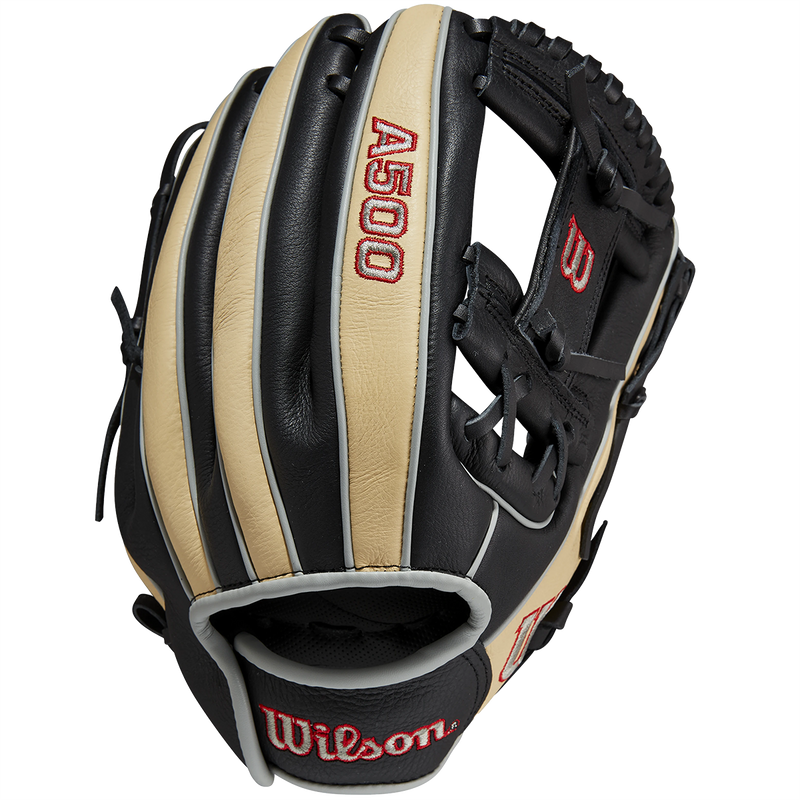 Youth A500 AP 11.5" H-Web Left Hand Throw, Wilson A500 AP 2023 - 11.5" H-Web Left Hand Throw Black/Blonde/Red back