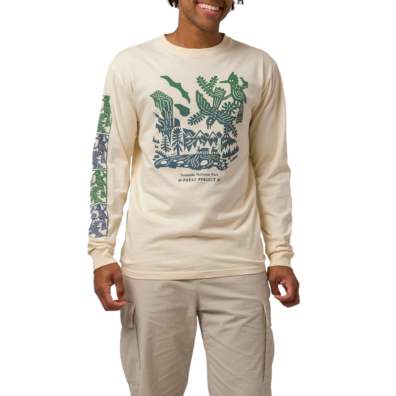 Yosemite Woodcut Long Sleeve Tee, Parks Project Yosemite Woodcut Long Sleeve Tee Natural front