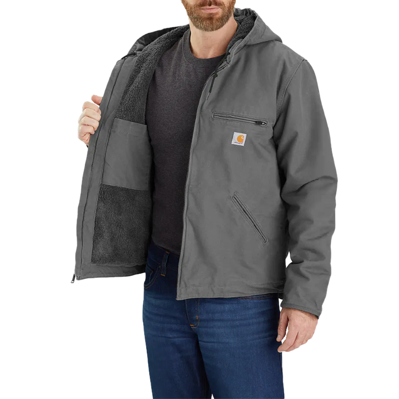 Men's Washed Duck Sherpa-Lined Jacket, Carhartt Men's Washed Duck Sherpa-Lined Jacket  gravel right inside pocket