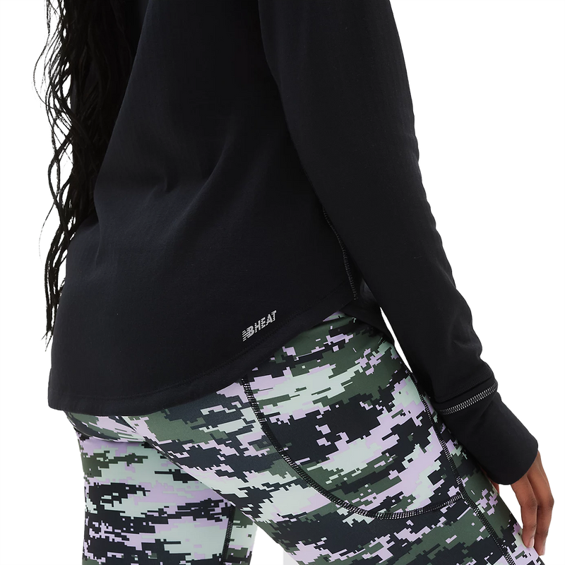 Women's NB Heat Grid 1/2 Zip, New balance Women's NB Heat Grid 1/2 Zip BK-Black back hem