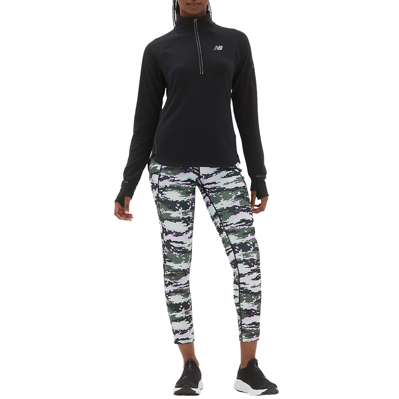 Women's NB Heat Grid 1/2 Zip, New balance Women's NB Heat Grid 1/2 Zip BK-Black front