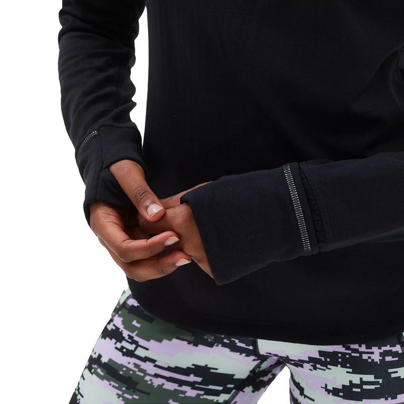 Women's NB Heat Grid 1/2 Zip, New balance Women's NB Heat Grid 1/2 Zip BK-Black cuffs